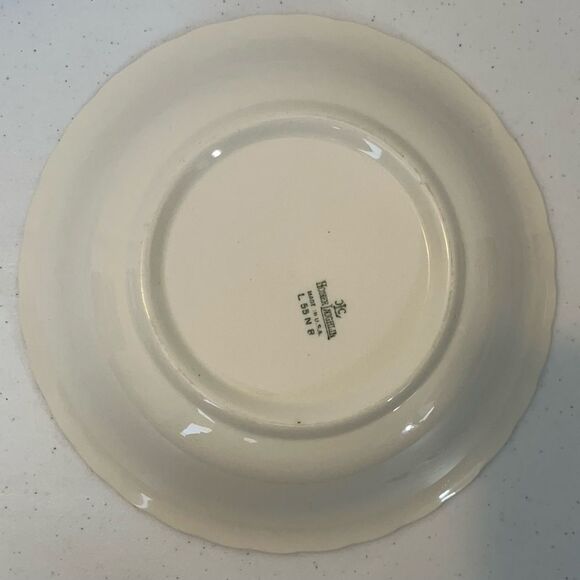 Vintage Homer Laughlin Serving 9" Bowl Pink Victorian Roses orange Swirl Edge - Picture 3 of 6